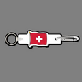 4mm Clip & Key Ring W/ Full Color Flag of Switzerland Key Tag